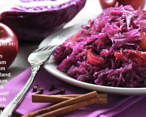 Stamppot van rode kool met vega balletjes in jus (VEGETARISCH) Stamppot van rode kool met vega balletjes in jus (VEGETARISCH)