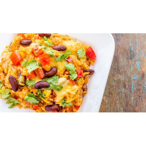 Mexicaanse bonenschotel & zoete aard.puree Mexicaanse bonenschotel & zoete aard.puree