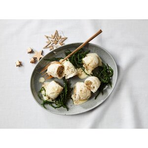 Gevulde visrol, wortel & aardappeltaartje