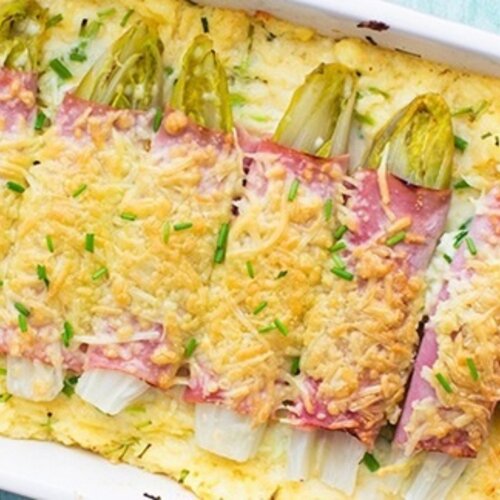 Witlofschotel met beenham