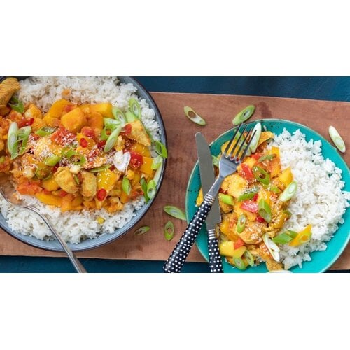 Kip kerrie met doperwten & rijst