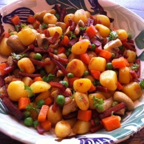 Vegetarische crispy nuggets met bonne femme