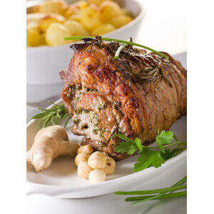 Varkensrollade, wortel & gratin