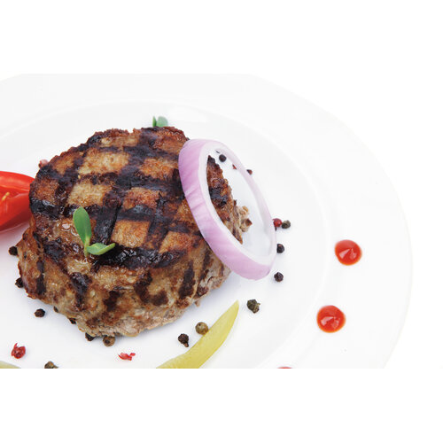 VEGA hamburger, worteltjes en gekookte aardappels