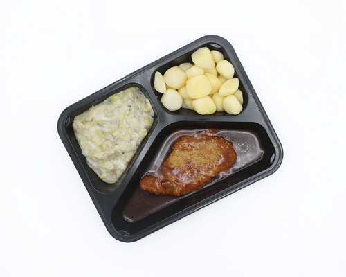 Kalkoenschnitzel met jus, Chinese kool & gekookte krieltjes