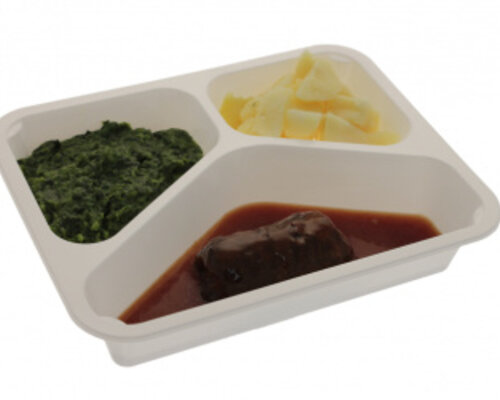 SMALL Rundervink met jus, spinazie ala creme en gekookte aardappel SMALL Rundervink met jus, spinazie ala creme en gekookte aardappel