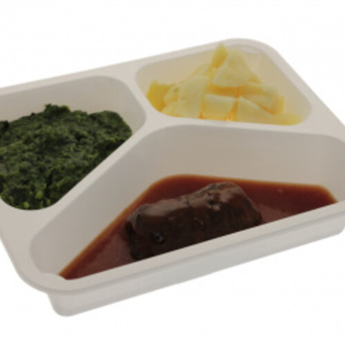 SMALL Rundervink met jus, spinazie ala creme en gekookte aardappel SMALL Rundervink met jus, spinazie ala creme en gekookte aardappel