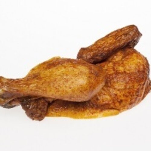 1/2  Gegrilde kip, gebakken aardappel en een rauwkost