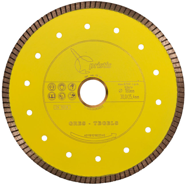 Diamantzaagblad 180/30,0/25,4 x 1,6mm Gres-Turbo keramiek/graniet  geel