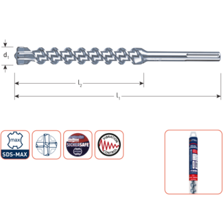 Rotec SDS MAX 14 x 400/540 SDS-MAX-aansluiting hamerboor 4 snijder
