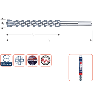 Rotec SDS MAX 18 x 1180/1320 SDS-MAX-aansluiting hamerboor 4 snijd