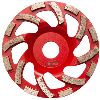 Pristis 125/22,2mm Pristis komschijf Fan Cup segm. Soft Rood