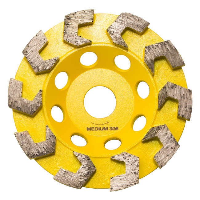 125/22,2mm Pristis komschijf haaksegm. Medium Geel