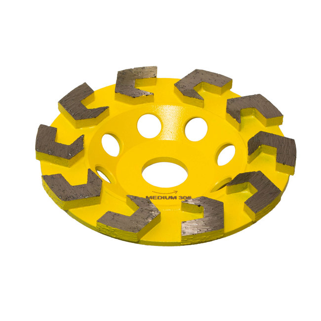 125/22,2mm Pristis komschijf haaksegm. Medium Geel