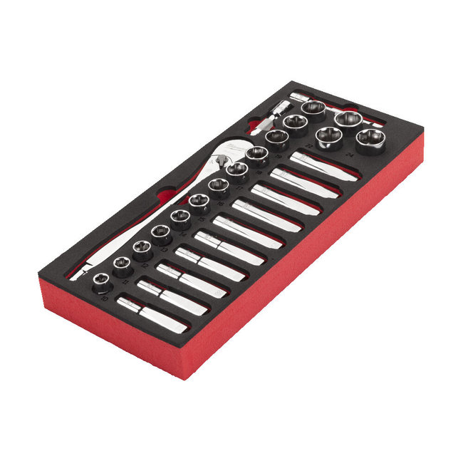Milwaukee 1/2" Ratel en Doppen Foam Inlay 28-delig