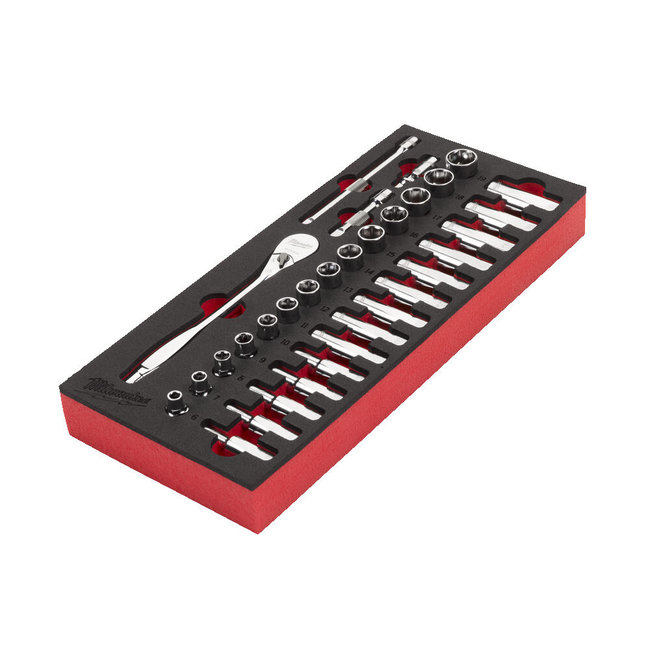 Milwaukee 3/8'' Ratel en Doppen Set Foam Inlays 32-delig