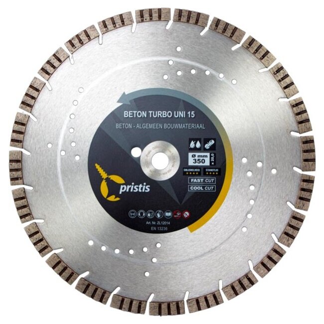 Diamantzaagblad 350/25,4 Pristis Beton Turbo Uni 15 40x2,8x15 24S Blank