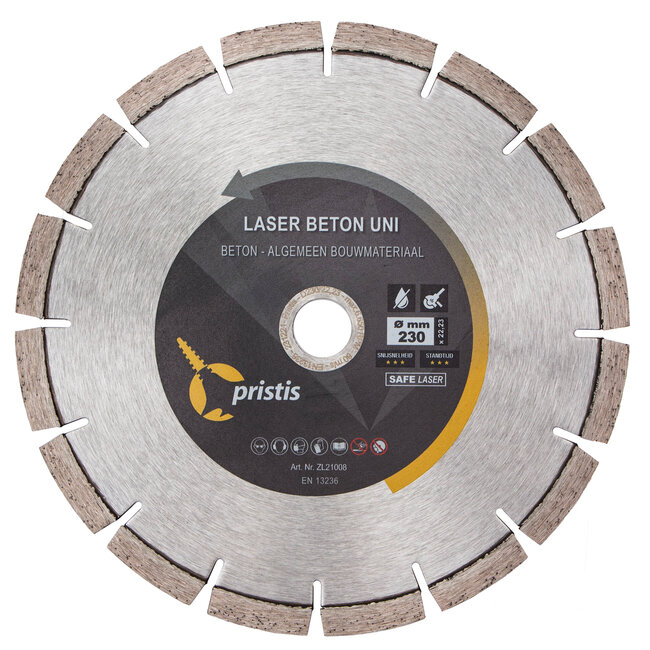 Diamantzaagblad 230/22,23 Pristis Laser Beton Uni 38x2,4x10 16S Blank