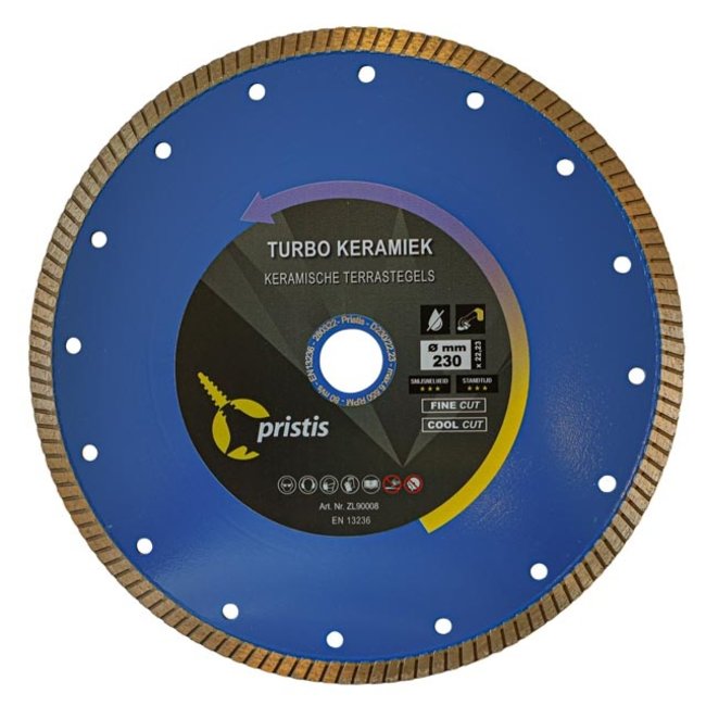 Diamantzaagblad 230/22,23 Pristis Keramiek 1,9x7 CR Turbo Blauw