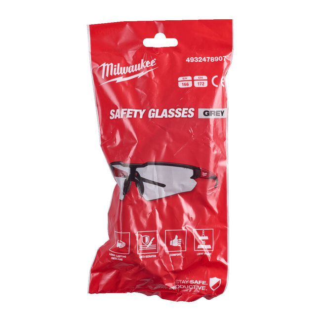 Milw. Veiligheidsbril grijs - kraswerend & anti-condens 1pc