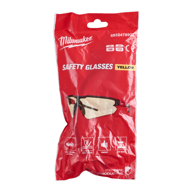 Milw. Veiligheidsbril geel - kraswerend & anti-condens 1pc