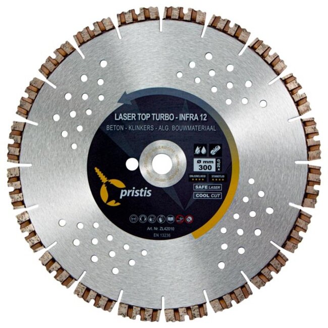 Diamantzaagblad 300/20,0 Pristis Laser Top Turbo-Infra 12 40x3,2x12 21S Blank