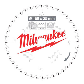 Milwaukee Milwaukee Cirkel.blad hout 165x20x1.6ATB 40T M18FPS55