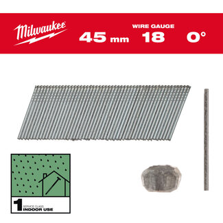 Milwaukee Brad nails M18FN18GS G18/ lengte 45mm / Gegalvaniseerd 5000 Milwaukee Brad nails M18FN18GS G18/ lengte 45mm / Gegalvaniseerd 5000