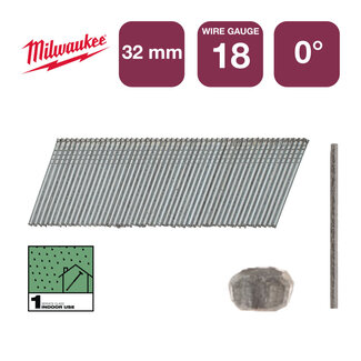 Milwaukee Brad nails M18FN18GS G18/ lengte 32mm / Gegalvaniseerd 5000 Milwaukee Brad nails M18FN18GS G18/ lengte 32mm / Gegalvaniseerd 5000