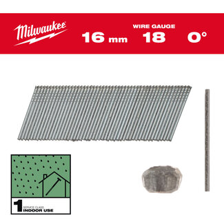 Milwaukee Brad nails M18FN18GS G18/ lengte 16mm / Gegalvaniseerd 10000 Milwaukee Brad nails M18FN18GS G18/ lengte 16mm / Gegalvaniseerd 10000