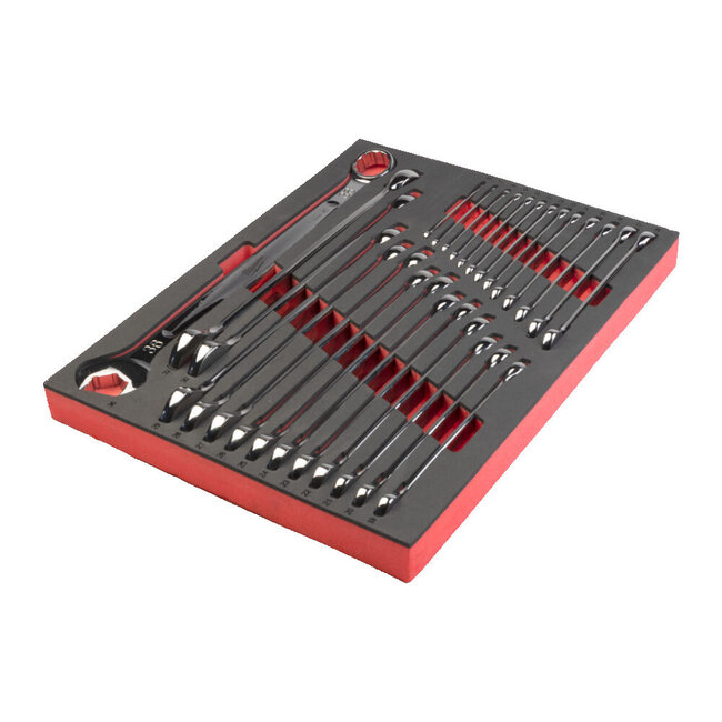 Milwaukee MAX BITE Ring-steeksleutelset Foam Inlay 27-delig