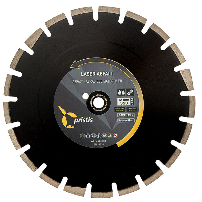 Diamantzaagblad 350/20,0 Pristis Laser Asfalt 40x3,0x10 21S Zwart