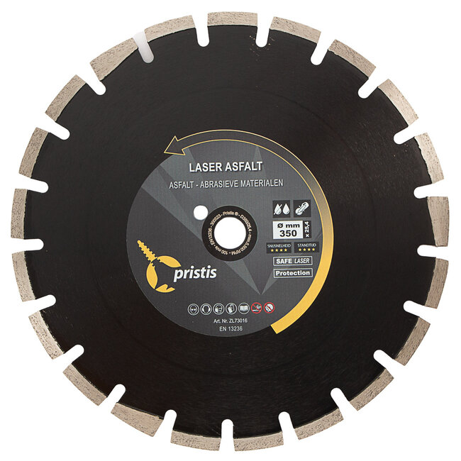 Diamantzaagblad 350/25,4 Pristis Laser Asfalt 40x3,0x10 21S Zwart
