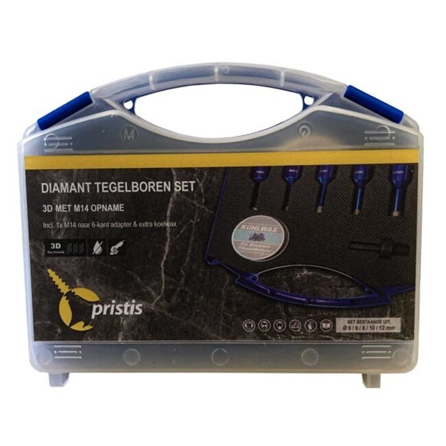 Tegelbr set Pristis 3D M14- 5-dlg klein incl. adapter & wax
