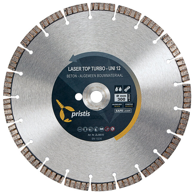 Diamantzaagblad 300/20,0 Pristis Laser Top Turbo-Uni 12 40x3,2x12 21S Blank