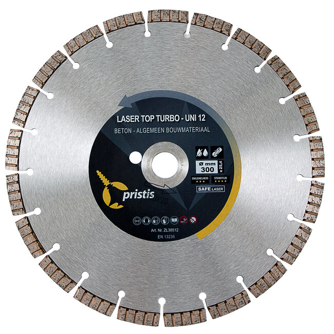 Diamantzaagblad 300/25,4 Pristis Laser Top Turbo-Uni 12 40x3,2x12 21S Blank