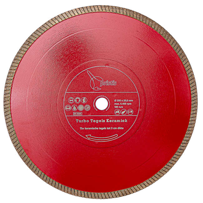 Diamantzaagblad 300/20,0 Pristis Turbo Tegels Keramiek 3cm - 2,2x10 CR- rood