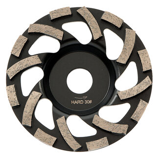 Pristis 125/22,2mm Pristis komschijf Fan Cup segm. Hard Zwart