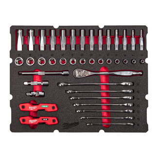 Milwaukee Milwaukee PACKOUT inlay ringratelsleutel / doppen 55 delig Milwaukee Milwaukee PACKOUT inlay ringratelsleutel / doppen 55 delig