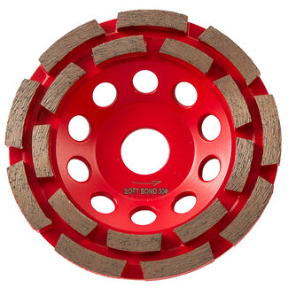 Pristis 125/22,2mm Pristis komschijf 2 rij segm. Soft Rood
