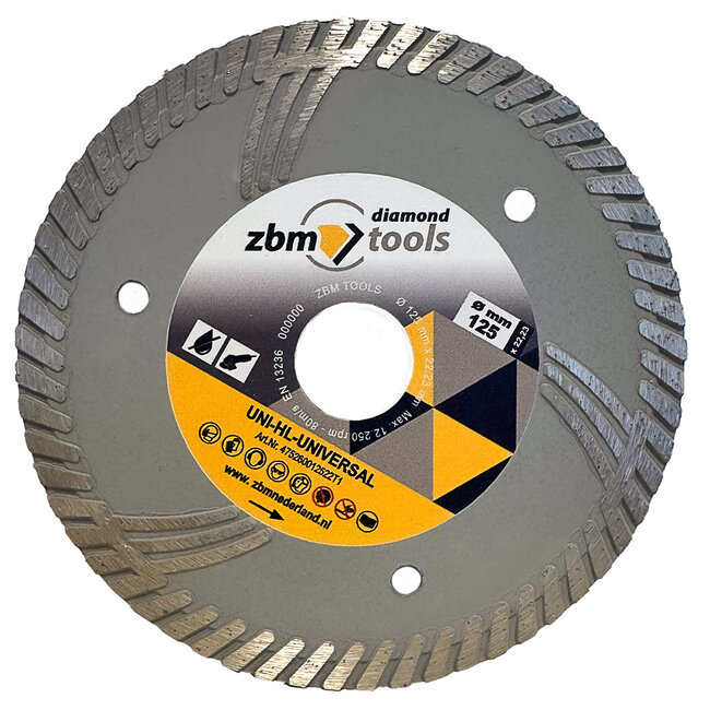 ZBM Diamondtools 125/22.23mm ZBM Sleuvenfreesblad Uni-HL-Universal