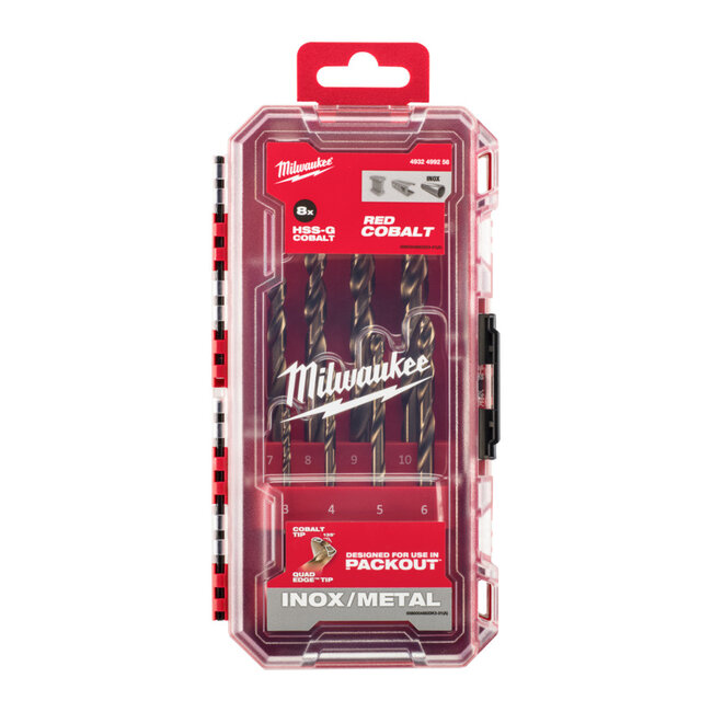 Milwaukee Red Cobalt Packout Friendly metalboren 8 delig