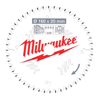 Milwaukee Milwaukee Cirkelzaagblad hout 160x20x2,2 ATB48T+5° Milwaukee Milwaukee Cirkelzaagblad hout 160x20x2,2 ATB48T+5°