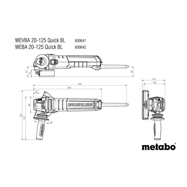 Metabo WEBA 20-125 Quick BL 125mm 2000Watt