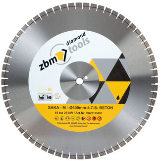 ZBM Diamondtools 600/25,4 - 4,7x12 ZBM SAKA-M 15-25kW Beton 1PH Blank