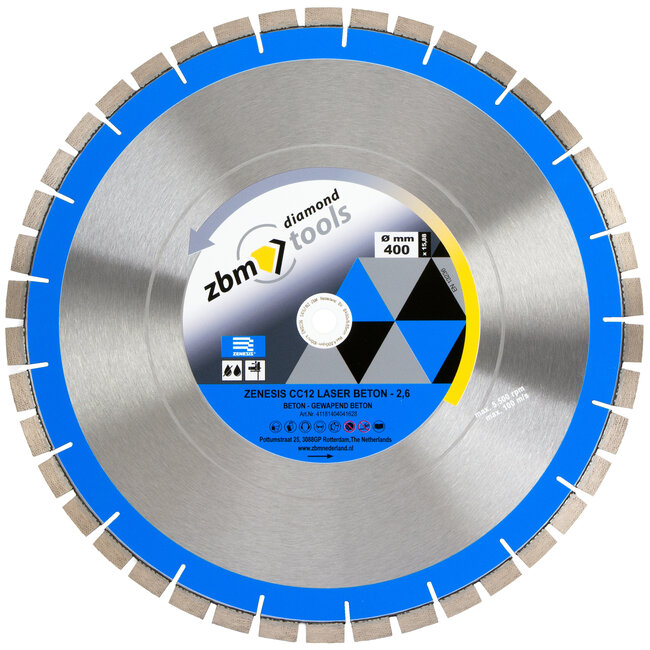 Diamantzaagblad 400/15,88mm ZBM Zenesis CC12 Laser beton 10+2mm
