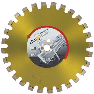 ZBM Diamondtools 350/25,4 20x2,8x10+2 28S ZBM Ex. harde klinkers VH1 3D Geel