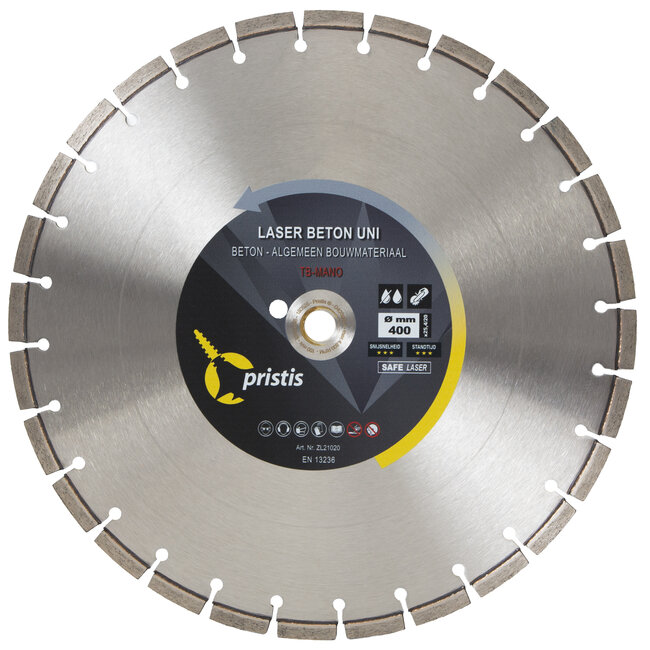 Diamantzaagblad beton 400 x 25,4/20,0 mm Pristis Laser Beton Uni 40x3,2x10 28S Blank