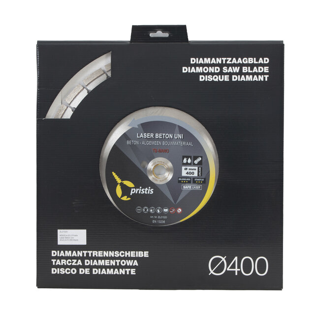 Diamantzaagblad beton 400 x 25,4/20,0 mm Pristis Laser Beton Uni 40x3,2x10 28S Blank