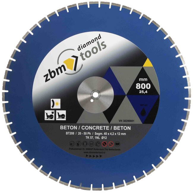 Diamantzaagblad 800/25,4 - 4,2x12mm BT208 20-50Pk Beton Gentiaan blauw